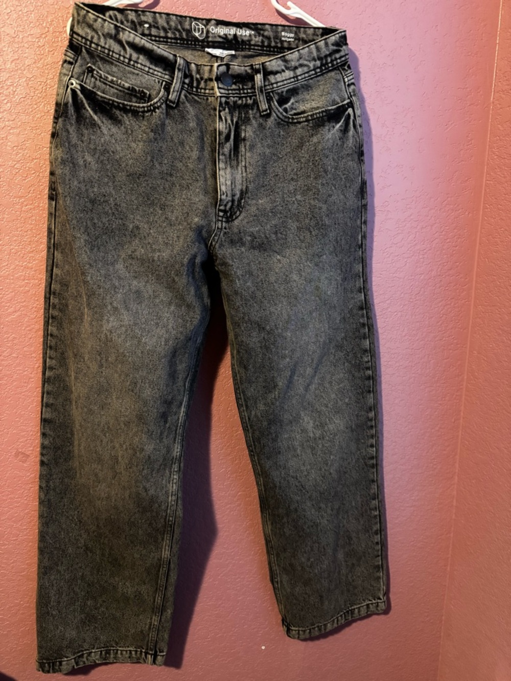 Original Use Washed Black Straight Men's Jeans Baggy